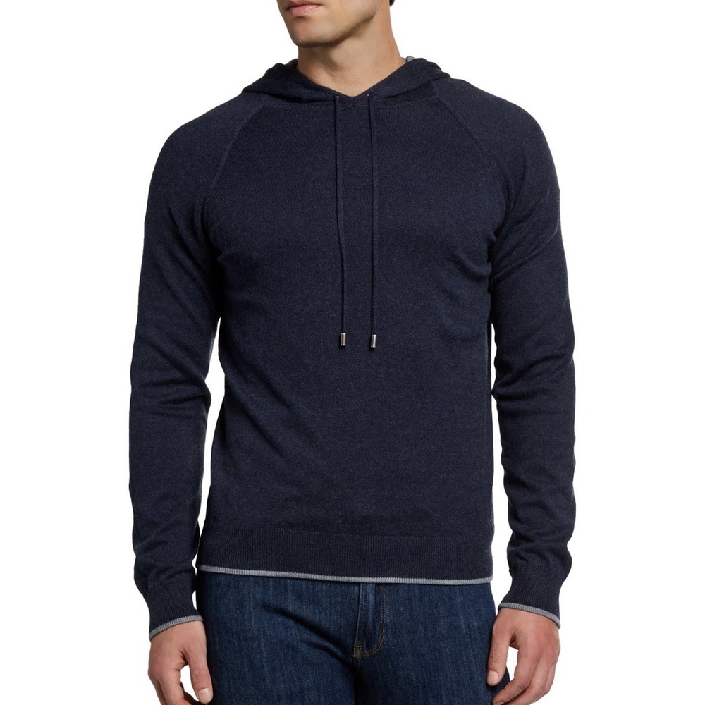 Men's Boglioli Milano Hooded Knit Sweatshirt Cotton Cashmere Blend Medium $495